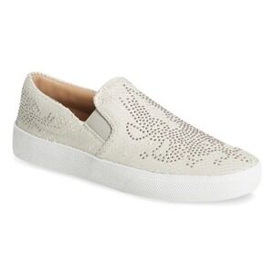 Mercer Edit Stud Leather Fashion Slip-On Sneakers Ivory Women's 10M‎